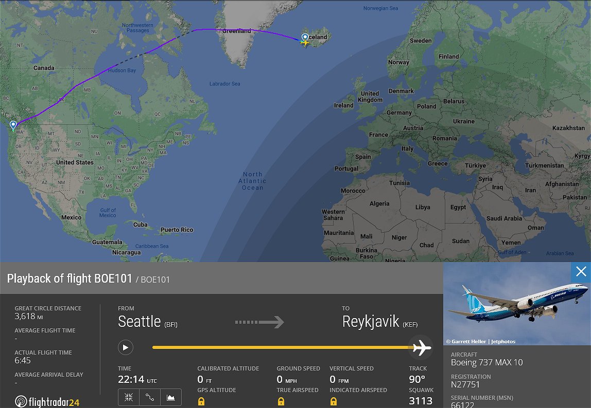 Michaelkelly707's tweet photo. Well, Tha's interesting .. on the day that @Ryanair tooke delivery of another Boeing 737max non-stop from Seattle, The Boeing 737max-10 enroute to Paris for the airshow is stopping off in Iceland
#avgeek #N27751 https://t.co/LdngRNvnj3