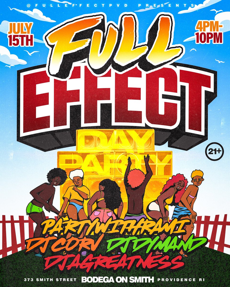 Get ready for The Full Effect Day Party!! 🌞
Full Effect debut party next month @ Bodega On Smith Saturday July 15th. 

TICKETS ARE OUT NOW 🎫

Sounds By: <a href="/partywithrami/">Rami 🇩🇴</a> @corvitosway @djagreatness @djdymand 🔊

*This event will be outdoors and strictly 21+

GREAT VIBES ONLY 🕺