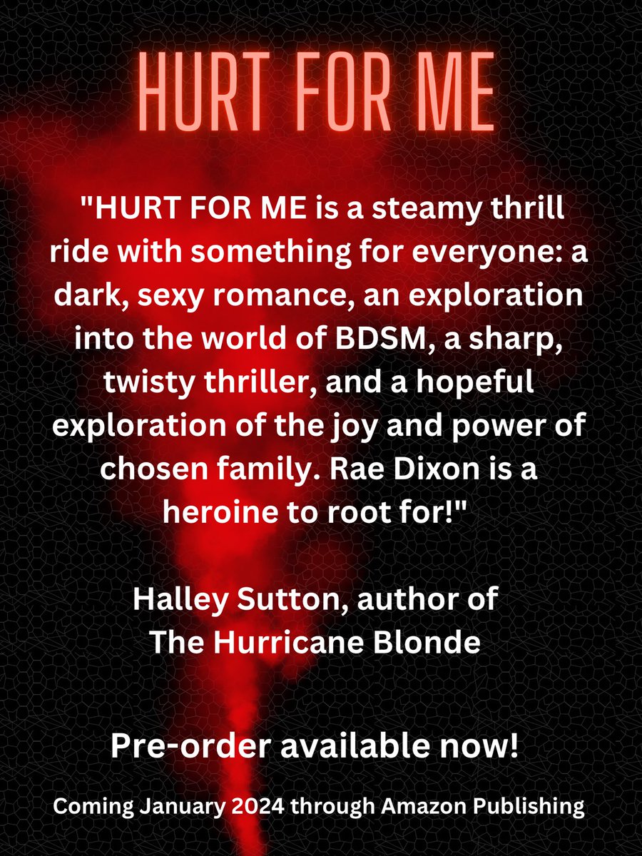 Thank you so much to the amazing @halley_sutton for this fantastic blurb! I’ve looked up to Halley since she was one of my PitchWars mentors, and I can’t wait for everyone to be blown away by her next book THE HURRICANE BLONDE.

Preorder HURT FOR ME here:
 amazon.com/Hurt-Me-Heathe…