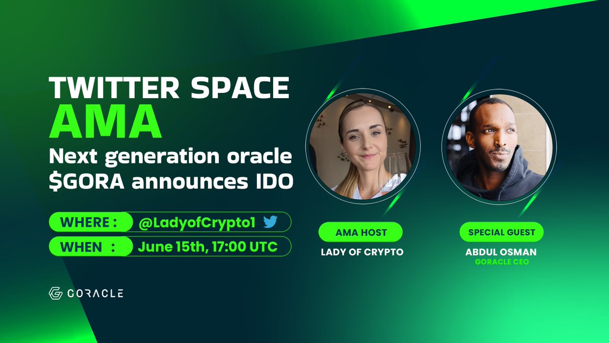 🔥 #GORAgang get ready for an exciting discussion! 🚀

Catch our CEO <a href="/osman808s/">Abdul Osman</a> as he joins forces with <a href="/ladyofcrypto1/">Parked account</a> to unveil the latest updates at 
#Goracle💡

Set a reminder  ➡️ JUNE 15th x.com/i/spaces/1gqGv…

#blockchain #IDO $GORA