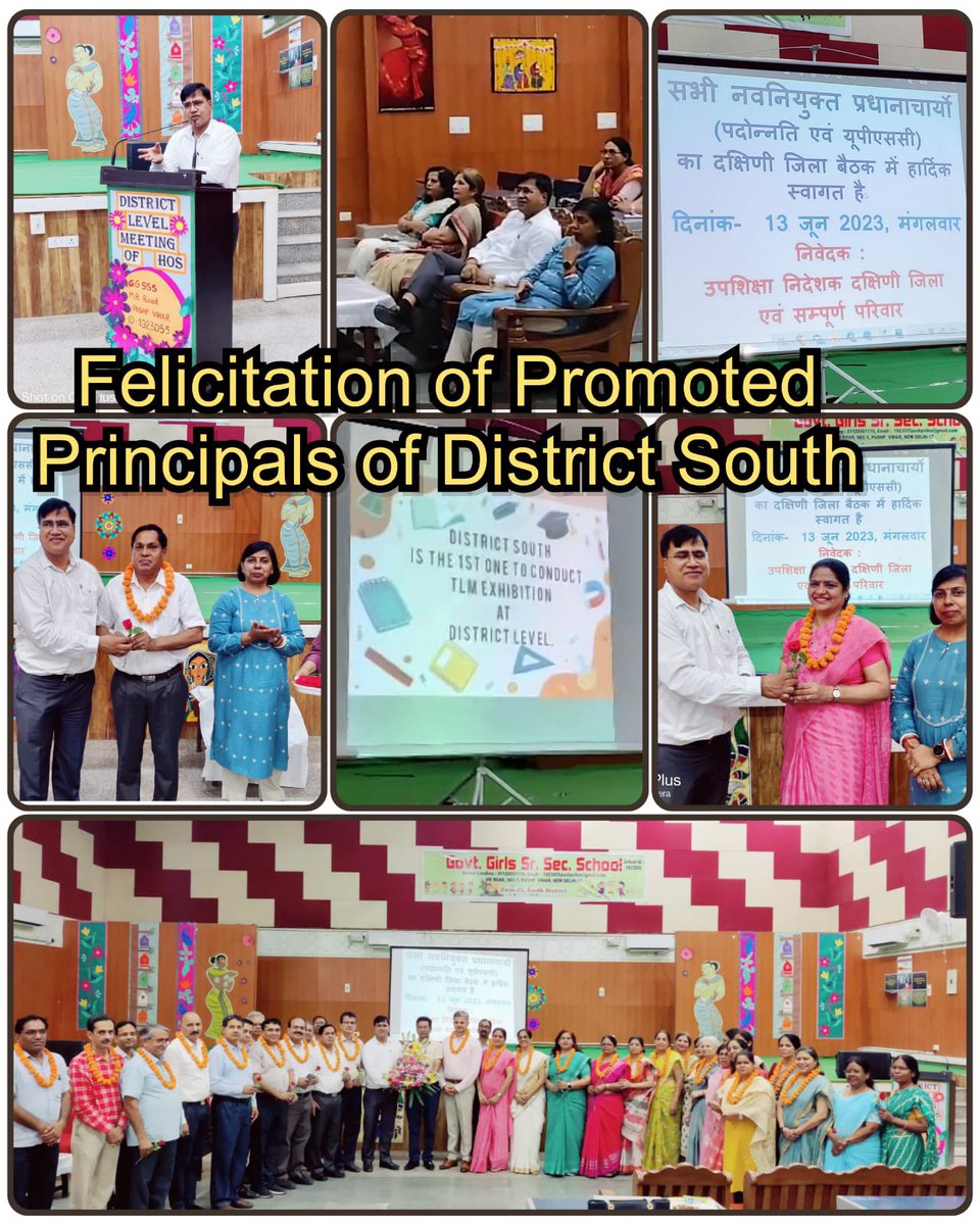 Dir_Education's tweet photo. Today, a felicitation cum motivational session of recently promoted Principals of District South was held at GGSSS, Pushp Vihar!

Dr. @ashokktyagi1, DDE South motivated them to work with a motto of “Children First in all domains including mindset curriculums!

#ProudFaculty https://t.co/i4WyulSwAQ