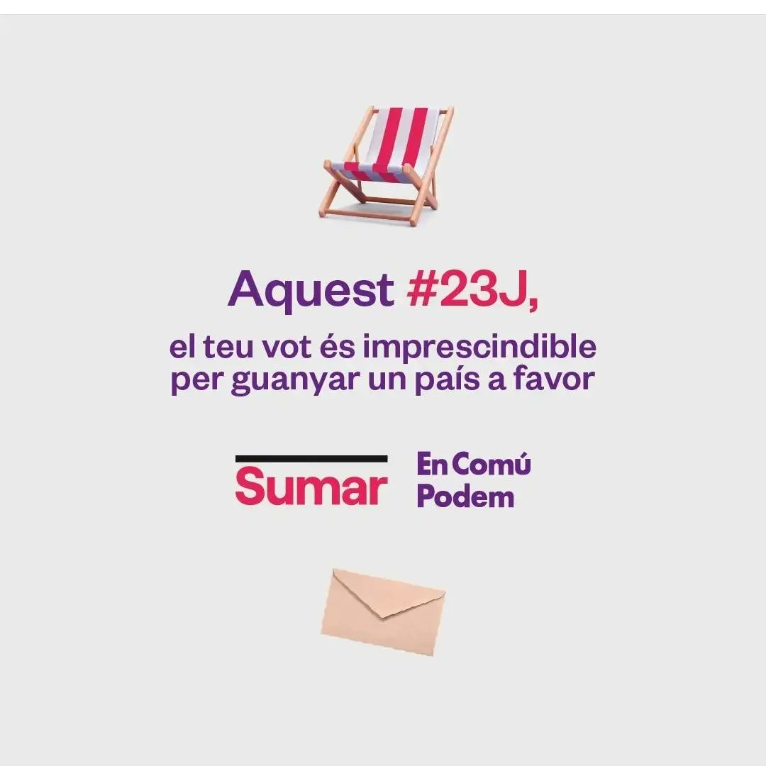 🗳️Aquest #23J el teu vot serà imprescindible per construir un país amb futur i millor per a tothom.

Si no estaràs al teu poble o ciutat, ja pots demanar el vot per correu aquí👀👇
correos.es/es/es/particul…

Perquè cada vot compta: el #23J, sortim a guanyar un país a favor✊