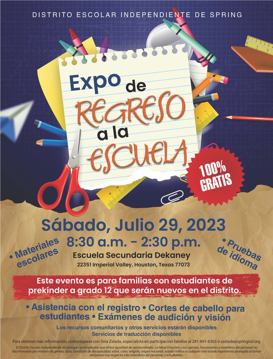 <a href="/SpringISD/">Spring ISD</a> families, mark your calendars! Our annual Back to School Expo is back!