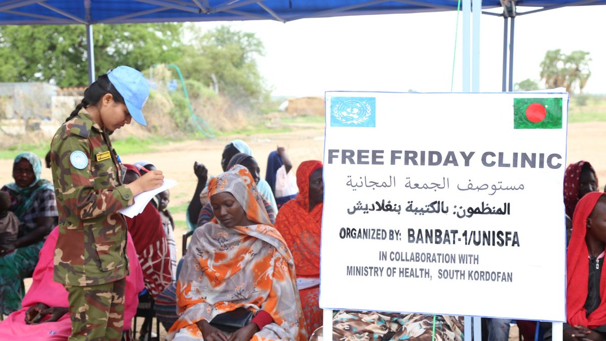 banbatt1_UNISFA's tweet photo. BANBATT Free Medical Campaign reaches Hundreds in #Kadugli. Local authority representatives commended #BANBATT for the initiative.
#unisfa_1 #UnitedNations #peacekeeping #bangladesharmy π§π© #peacekeeper #jbvmm #Sudan #Medical https://t.co/GZwirAPM1G