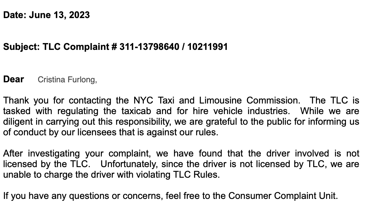 MakeQueensSafer's tweet photo. #NoCharges for driver behind wheel of @nyctaxi since some part of sticker or plate was fake, since I supplied pic of door sticker. Wishing @nysdmv would take the bold steps needed to get #recklessdrivers off the road. This is why safe street advocates don't trust any driver. https://t.co/LggAlyzPS2