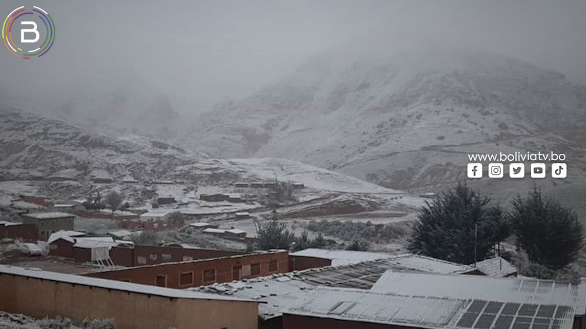 Canal_BoliviaTV's tweet photo. #BTVInforma
La nevada y helada empieza a afectar a varias regiones de #Chuquisaca, como #Incahuasi, #Culpina y #VillaCharcas; los árboles frutales los más afectados.
Periodista: Mirian Ortiz BTV https://t.co/G6xaQJz76M
