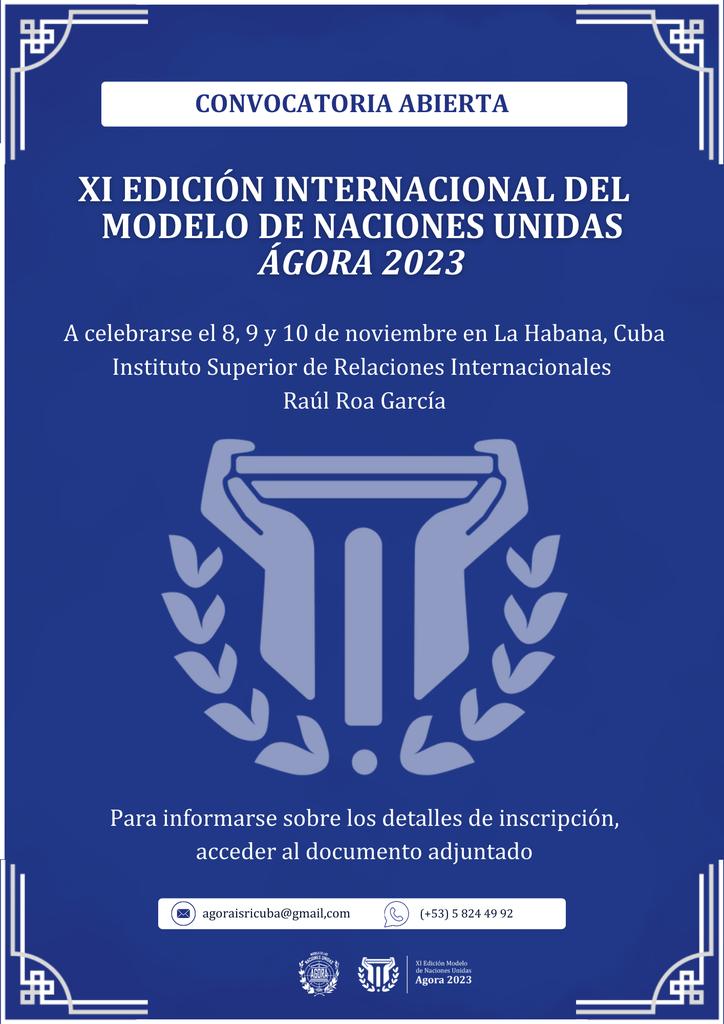 🌐🇺🇳 Ágora 2023 ya casi está aquí ‼️ La XI Edición tendrá lugar entre el 8 y el 10 de noviembre A continuación 👇 los detalles del evento 📑. Contamos con tu participación 🫂 🔗Enlace para la inscripción en el primer comentario 😉