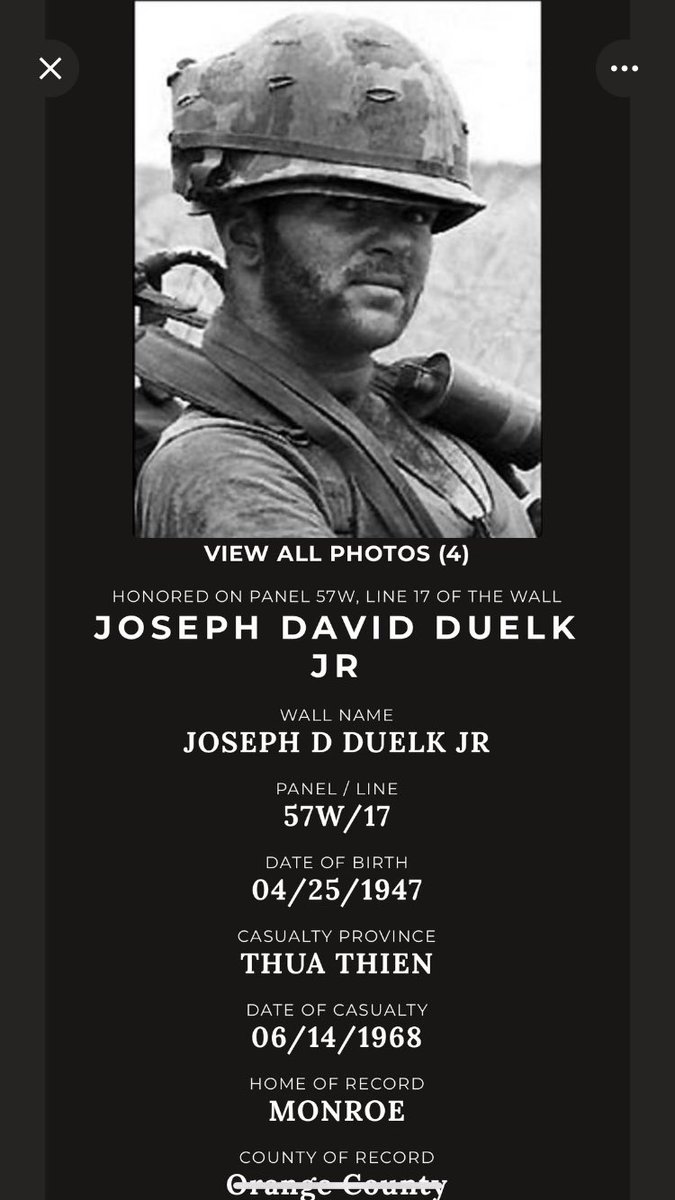 A request from a follower of mine. 

Joseph David “Butch” Duelk was a neighbor of mine from the Catskills of NY when he made the ultimate sacrifice for our Country. The town renamed the street he lived on after him, Duelk Avenue. Please feature him if you would.

Done Sir