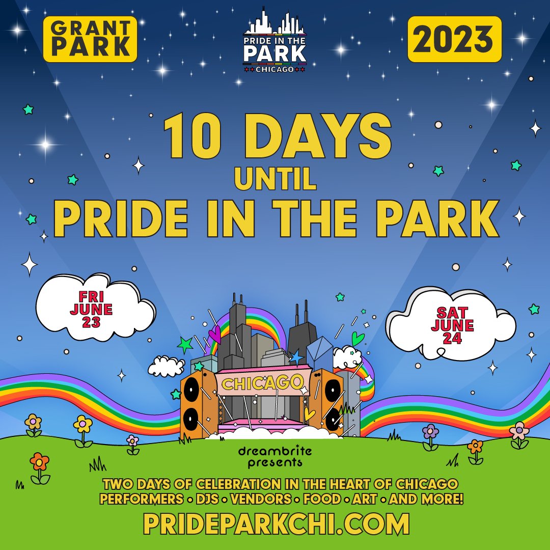 Only 10 DAYS LEFT until we open the gates to #prideintheparkchicago ! Get your tickets quick!! 

#Pride #pridemonth #LGBTQIA #Pride2023 #queerlove #loveislove #saweetie #zedd #zaralarson #yearsandyears #musicfestival