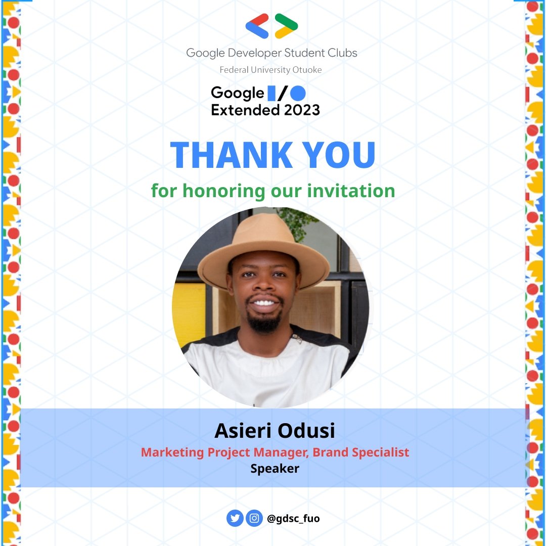 gdsc_fuo's tweet photo. Special shout-out to our 1st set of speakers who were present for the success of the Google Io Extended event with @googledevs @googleafrica @ClassicDussy @GdgYenagoa @Astrosoftio , also amongst many others https://t.co/vaVimFldmN