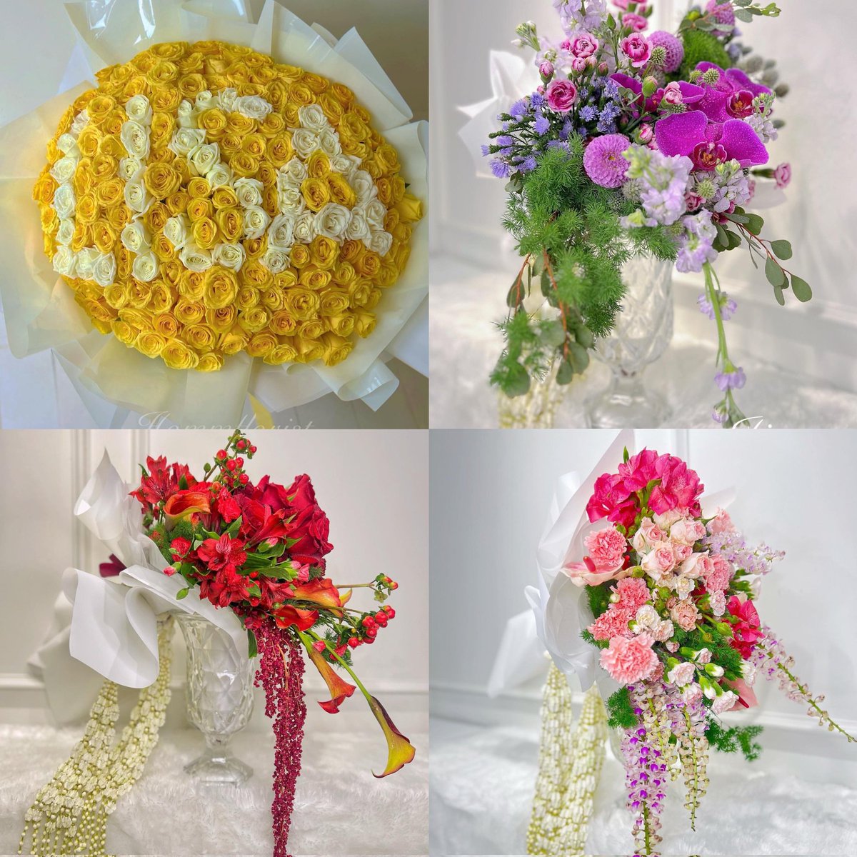 💐. . .Carefully chosen flower colors for each BLACKPINK sunbaenim's member to give as a bouquet in their #BORNPINK_WorldTour encore in Thailand! 😆💗 I have to make them happy after received this flower bouquet from me 🌸