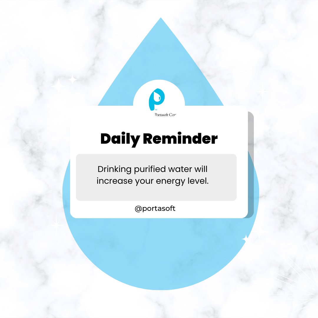 One of the benefits of purified water is that it helps restore your energy levels and brain function with proper hydration. #portasoft #waterfacts #waterhealth #cleanwater #filteredwater #dailyreminder #waterdaily #hydrate #lifestyle #health #bodymindspirit