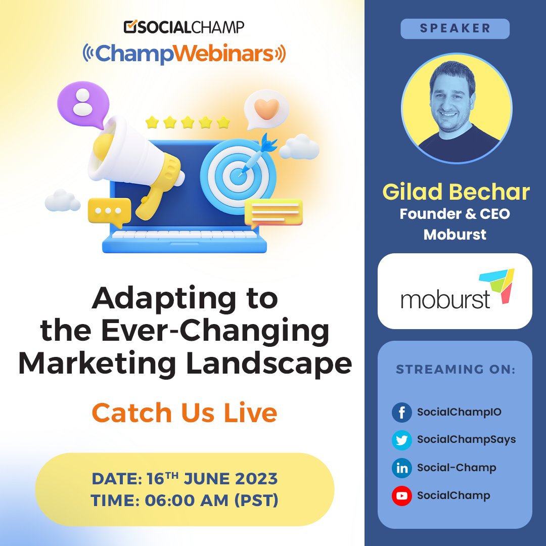 SocialChampSays's tweet image. 🎉 Drumroll, Please! 🎉

We are thrilled to announce our first guest speaker for the upcoming panel discussion: @BeGilad , Founder &amp;amp; CEO of Moburst! 

🙌 Join us as Gilad shares his expertise and unravels the secrets behind successful mobile marketing and app growth strategies.