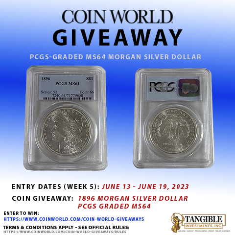 CoinWorld's tweet photo. #Ad Coin World has partnered with Tangible Investments to give away one #MS64 Morgan Silver Dollar each week for the next 2 weeks. This is your chance to win Week 5 out of 6! #giveaway #coin
Entry dates: June 13 - June 18, 2023
Learn More/Enter To Win: https://t.co/VIsugMJG4y https://t.co/XB0dNruV4o