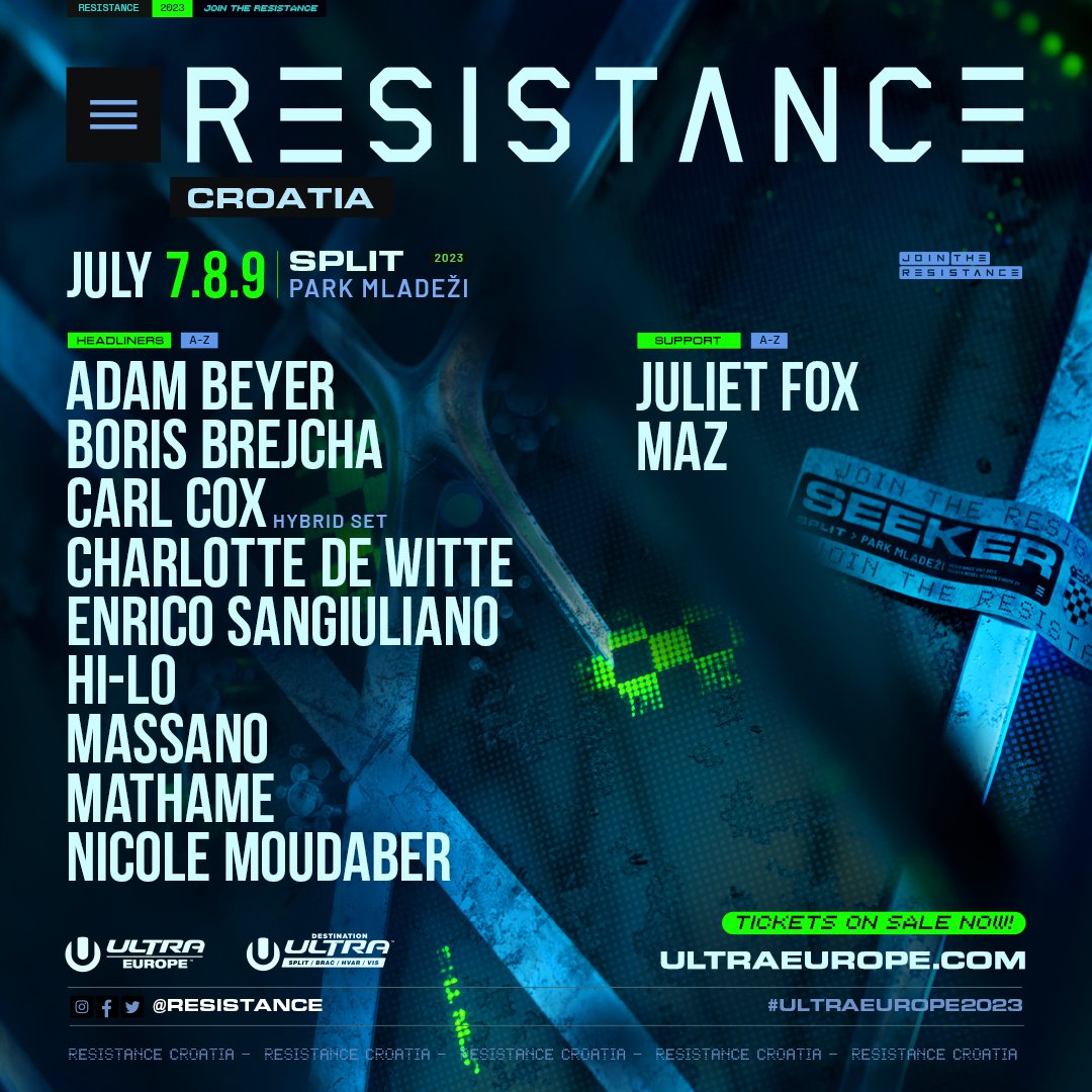 🇭🇷 Can't wait to be back in the land of a thousand islands! We'll see you all 7-9 July at Park Mladeži for the return of RESISTANCE Croatia at @ultraeurope! #UltraEurope2023 #ResistanceCroatia

Tickets on sale now at ultraeurope.com