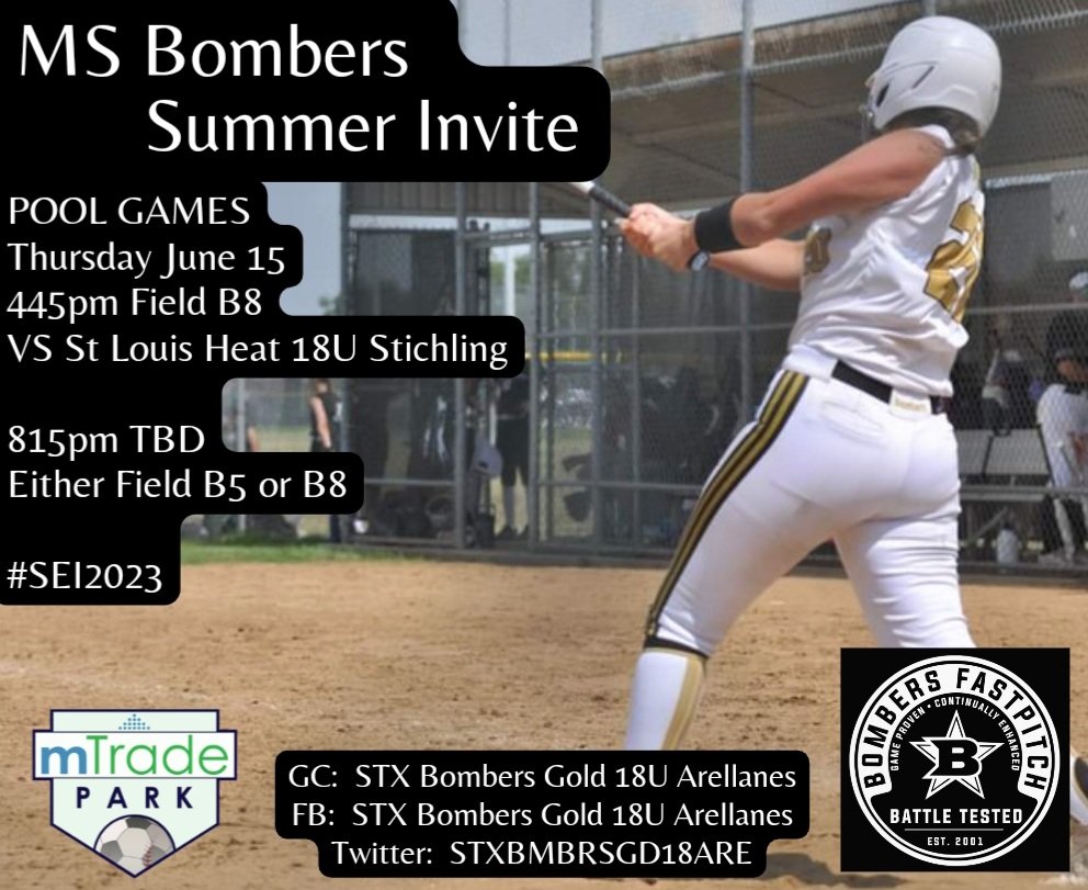 STX Bombers National 18U (@stxbmbrsgd18are) on Twitter photo Headed east to MTrade Park in MS. Come check us out!! #SEI2023 <a href="/OleMissSoftball/">Ole Miss Softball</a> <a href="/AuburnSoftball/">Auburn Softball</a> <a href="/McNeeseSoftball/">McNeese Softball</a> <a href="/TroyTrojansSB/">Troy Softball</a> <a href="/MemphisSoftball/">Memphis Softball</a> <a href="/SouthernMissSB/">Southern Miss Softball</a> <a href="/AUMWarhawksSB/">🥎AUM Softball</a> <a href="/RacersSoftball/">Murray State Softball</a> <a href="/ReddiesSB/">Reddie Softball</a> <a href="/SamfordSB/">Samford Softball</a> <a href="/GoMocsSB/">Chattanooga Softball</a> <a href="/UCASoftball/">UCA Softball</a> Headed east to MTrade Park in MS. Come check us out!! #SEI2023 <a href="/OleMissSoftball/">Ole Miss Softball</a> <a href="/AuburnSoftball/">Auburn Softball</a> <a href="/McNeeseSoftball/">McNeese Softball</a> <a href="/TroyTrojansSB/">Troy Softball</a> <a href="/MemphisSoftball/">Memphis Softball</a> <a href="/SouthernMissSB/">Southern Miss Softball</a> <a href="/AUMWarhawksSB/">🥎AUM Softball</a> <a href="/RacersSoftball/">Murray State Softball</a> <a href="/ReddiesSB/">Reddie Softball</a> <a href="/SamfordSB/">Samford Softball</a> <a href="/GoMocsSB/">Chattanooga Softball</a> <a href="/UCASoftball/">UCA Softball</a>