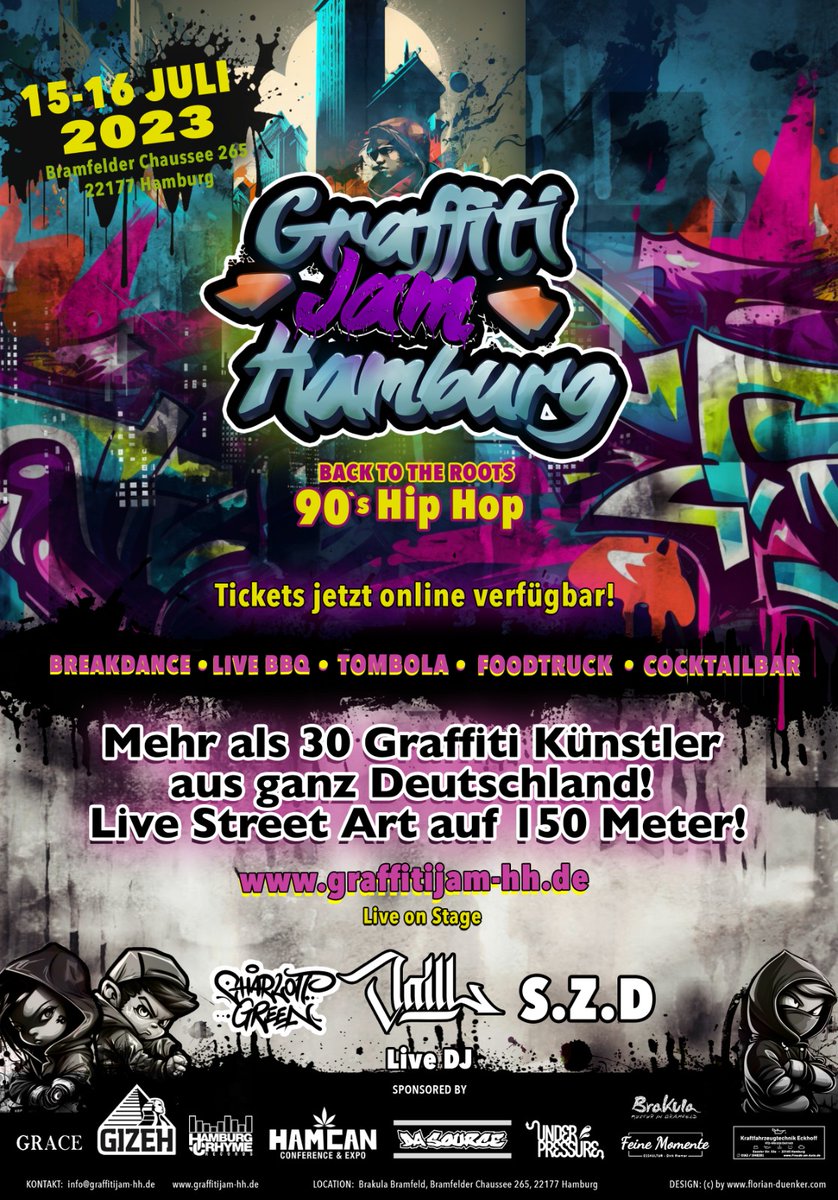 Tauche ein in eine Welt voller Kreativität, Farben und urbaner Kunst!

Über 30 Künstler kommen zusammen und erschaffen live auf über 150m Wandfläche ihre Kunstwerke getreu dem diesjährigen Motto „90´s Hip Hop – Back to the roots“.

brakula.de/veranstaltunge…