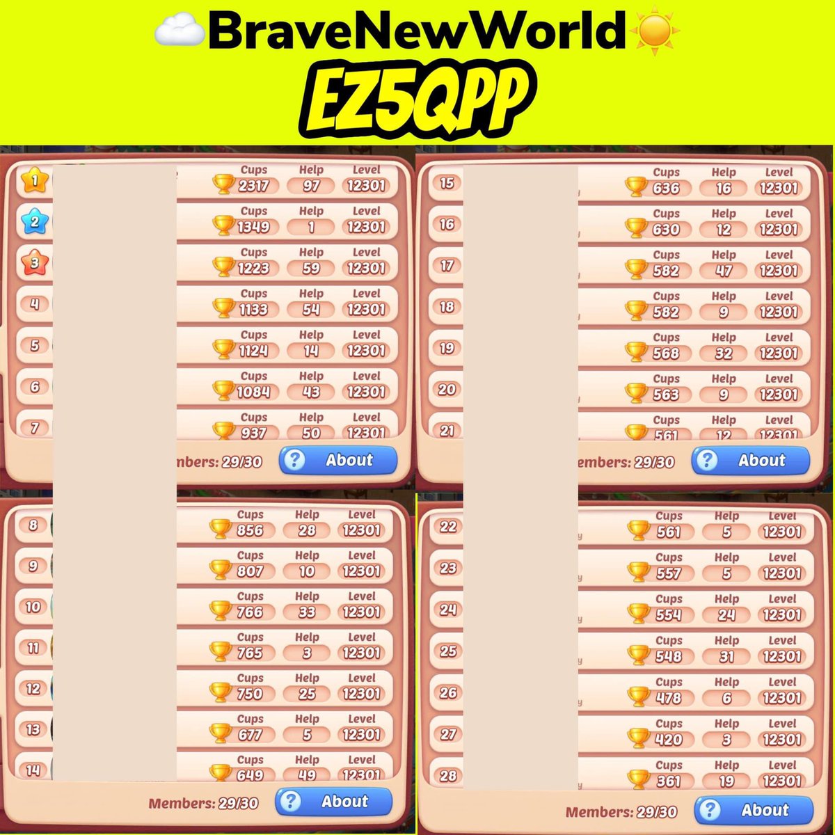 LiaDelVentoBNW's tweet image. WE NEED CHAMPIONS WITH MORE THAN 300 CUPS 🏆
Join our team! Look for 🆔 EZ5QPP #homescapes @homescapes #playrix @Playrix