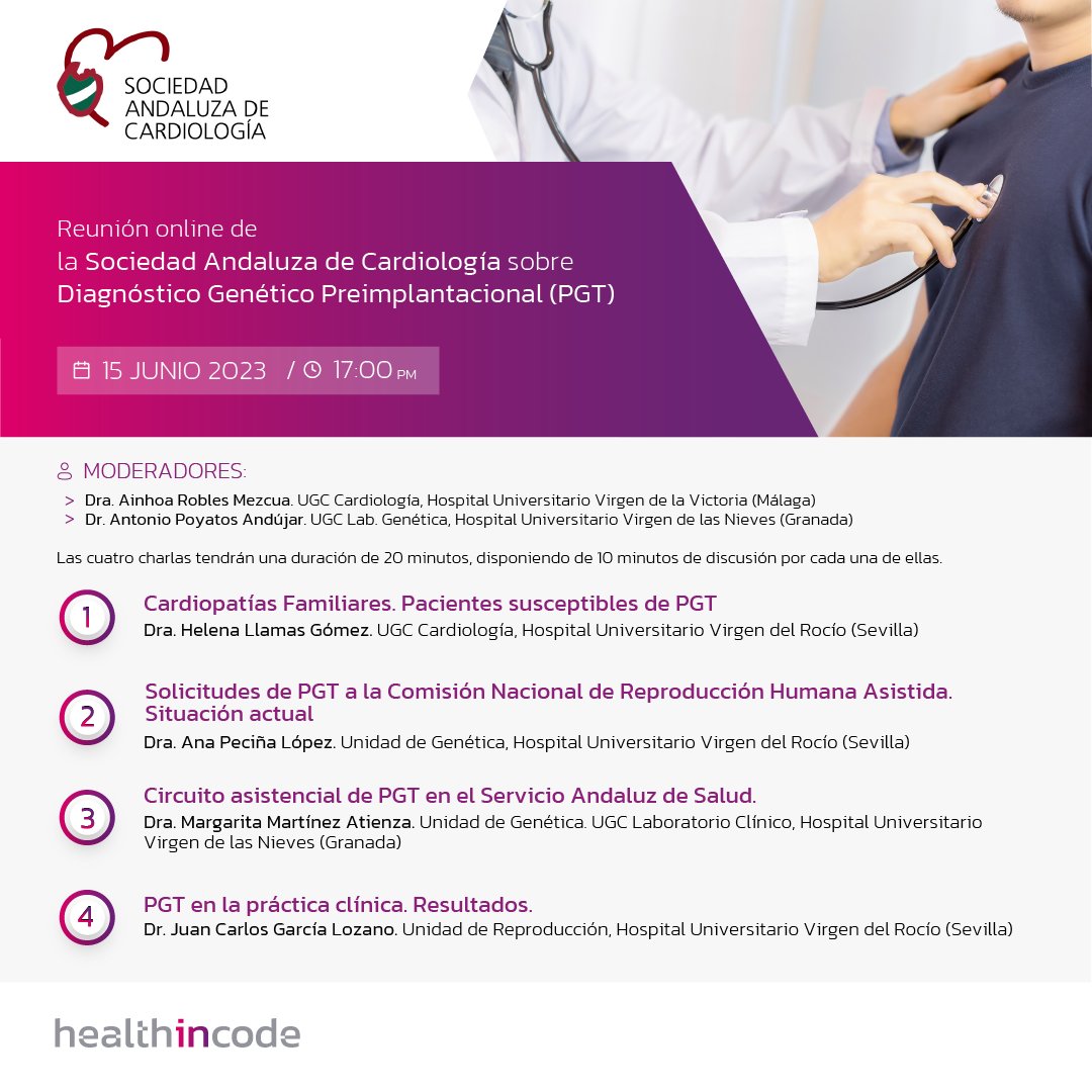 ¿Quieres aprender sobre diagnóstico genético preimplantacional en el ámbito de la #cardiología? 🧬♥

Este tema suscita gran interés por su importancia para prevenir enfermedades hereditarias graves en la descendencia y por las aristas legales y éticas que se deben tener en