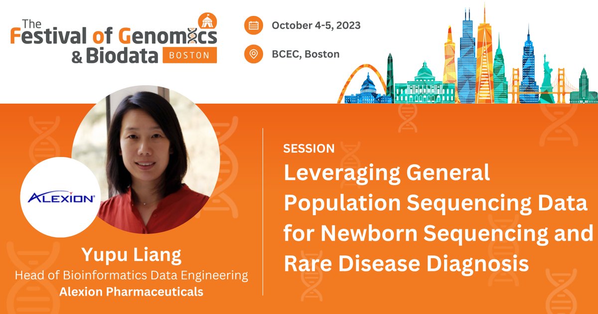 FLGenomics's tweet photo. By unlocking the power of #newbornsequencing and general population #sequencing, we can advance rare disease diagnosis &amp; treatment. Find out more from Yupu Liang (@AlexionPharma) who will be discussing her recent work at #FOGBoston https://t.co/gdtBwuVMhl https://t.co/XARSxsSA6A