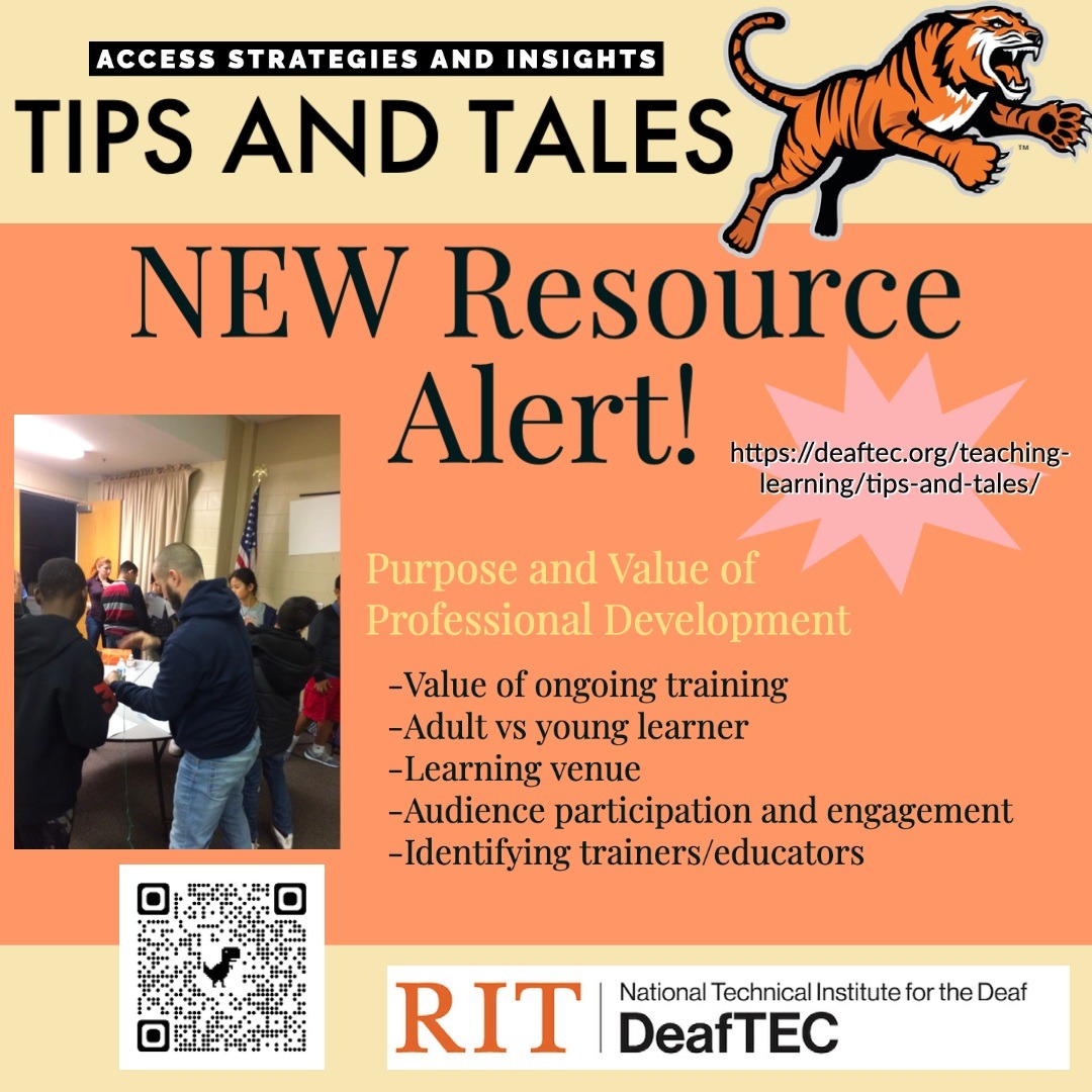 #TipsAndTales Strategies for initiating professional development. Learn how to determine the purpose and value of professional development for improving DHH education. @RITNTID #NSFfunded #AccessATE #DeafEd

deaftec.org/teaching-learn…