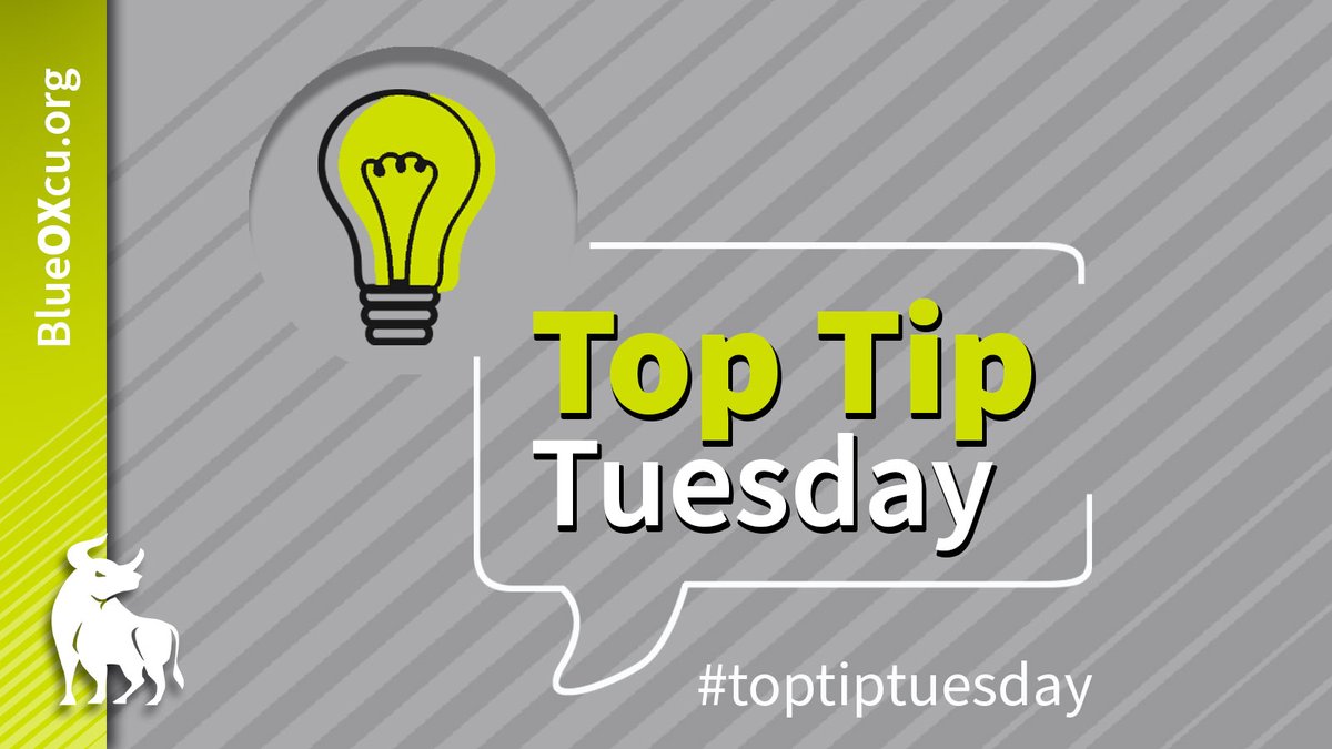 Saving your change is a great money-saving tip, and now you can do it without spending cash! With BlueOx’s Debit Card Round-Up, the change from each purchase made with your debit card is automatically transferred into your savings account. Sign up today! #TopTipTuesday  💳💰