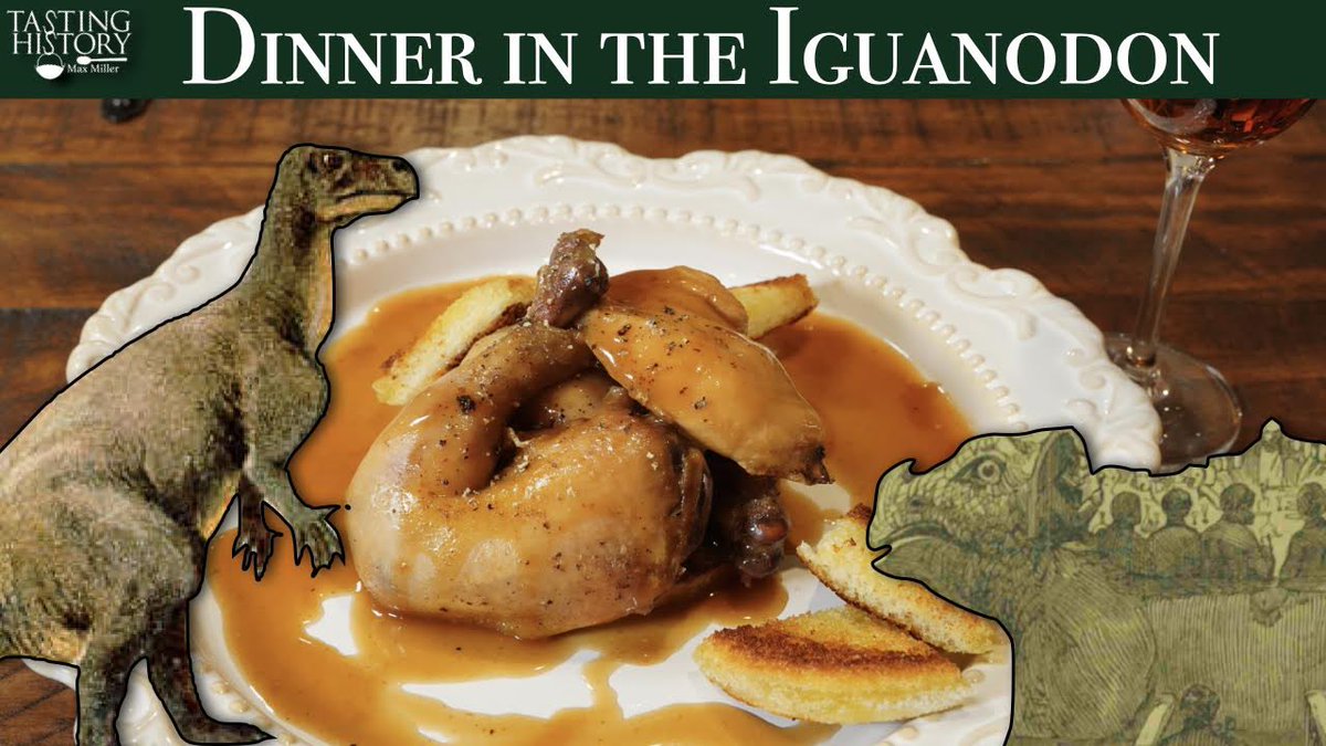 TastingHistory1's tweet photo. In 1853, a group of scientists sat down to a fancy dinner inside of a dinosaur model in London. I hope to do this someday. https://t.co/AbZJ8oHnZy #tastinghistory #dinosaur #Victorian https://t.co/vkuBpKmNYb