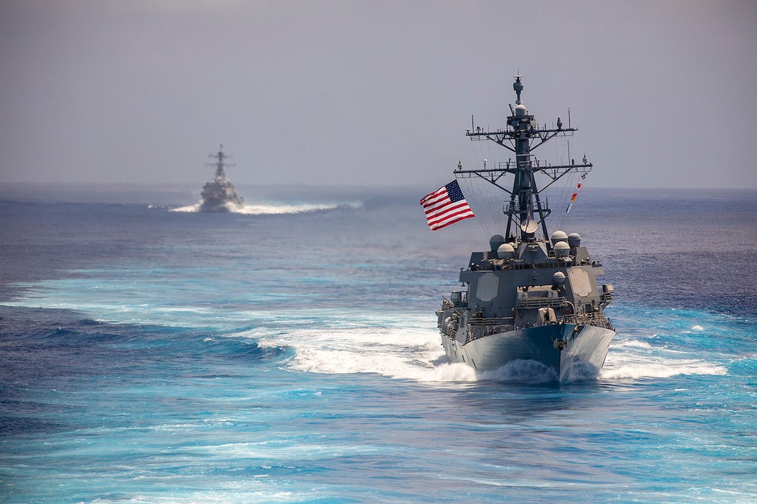 #PeaceThroughStrength!
The #USSWayneEMeyer #DDG108 steams in formation during a multinational event that included #Navy ships from the #USNavy #Japan and #France in the #Pacific June 9, 2023. #ProudToBeAnAmerican  #JoinNavy #BeNavy