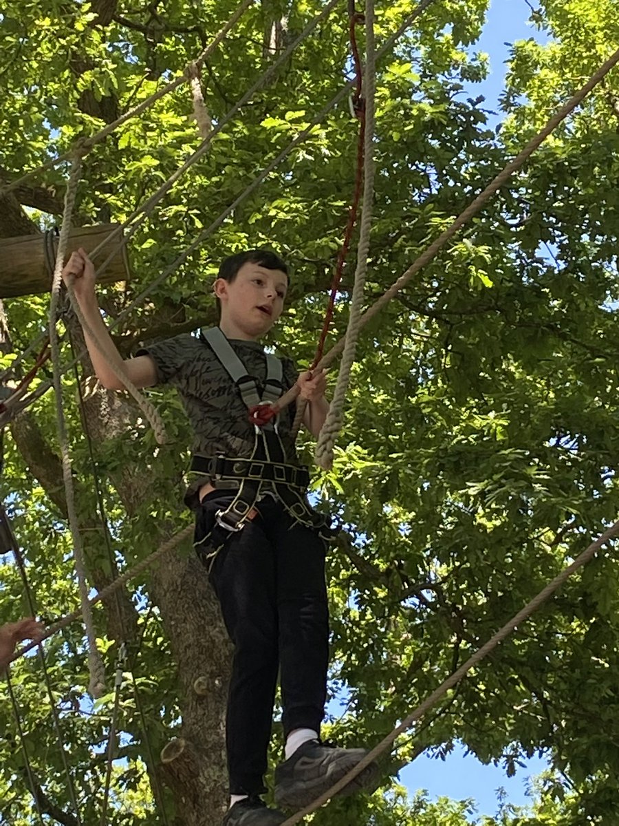 This afternoon we attacked the tree top trek. Wow our children were so impressive, all who could conquered it! Mr P even managed it! We then conquered the long zip line too! #residential
