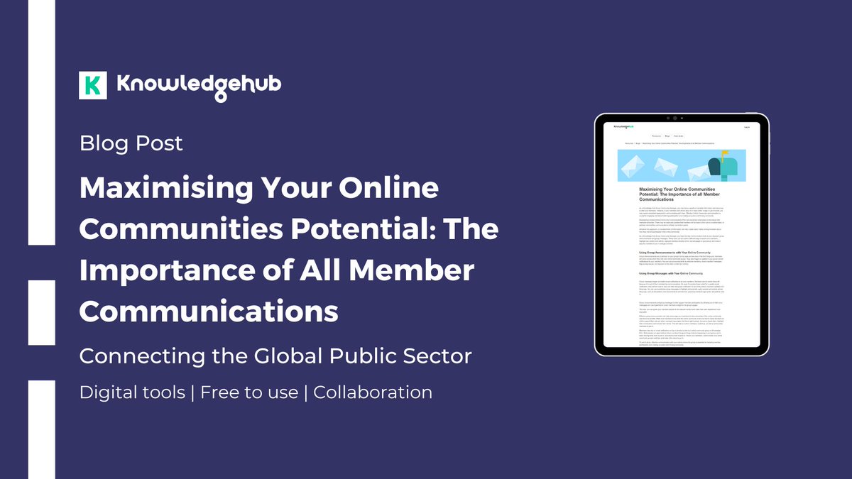 Boost your #onlinecommunities engagement and participation with these simple communication tips! Learn how to keep your members informed and encourage ownership with announcements and messages. khub.net/maximising-you…