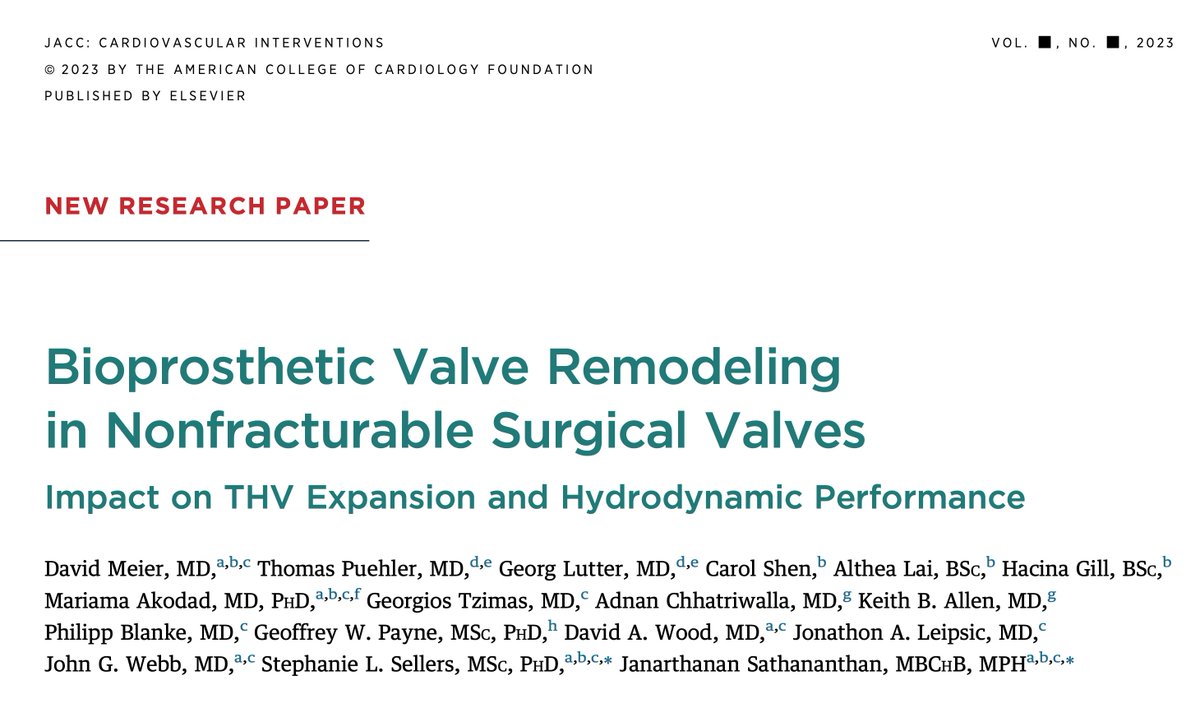 Abdulla A. Damluji, MD, PhD (@drdamluji) on Twitter photo Bioprosthetic Valve Remodeling in Nonfracturable Surgical Valves Impact on THV Expansion and Hydrodynamic Performance: <a href="/JACCJournals/">JACC Journals</a>
Abbreviations
BVR = bioprosthetic valve remodeling
VIV = valve in valve
SHV = nonfracturable heart valve
Summary on this nice paper
👇👇🥸 Bioprosthetic Valve Remodeling in Nonfracturable Surgical Valves Impact on THV Expansion and Hydrodynamic Performance: <a href="/JACCJournals/">JACC Journals</a>
Abbreviations
BVR = bioprosthetic valve remodeling
VIV = valve in valve
SHV = nonfracturable heart valve
Summary on this nice paper
👇👇🥸