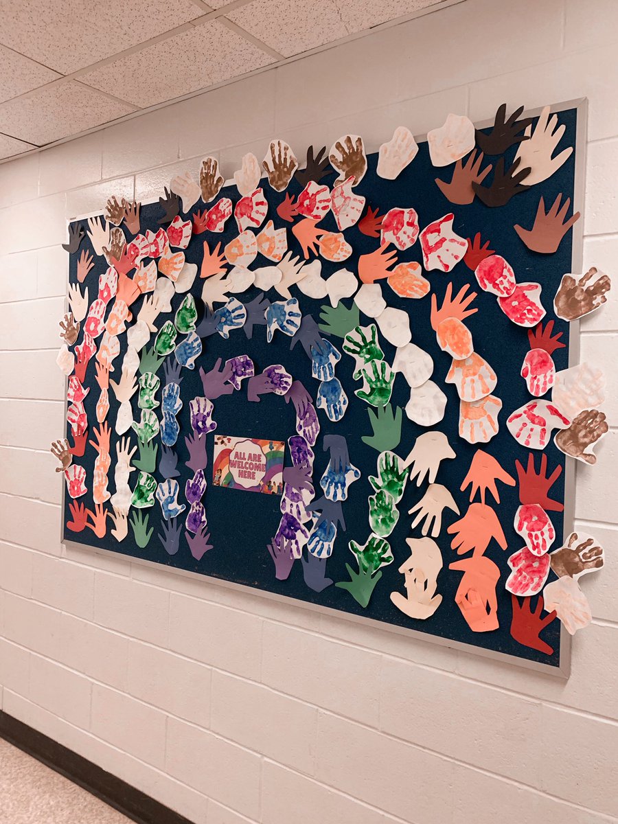 Our kindergarten students worked so hard on creating this inclusive bulletin board for everyone. <a href="/TVDSBEquity/">TVDSB Equity and Inclusive Education</a> #inclusion #welcome #tvdsb #onted