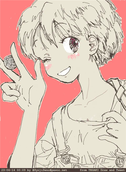 「ワンコインでどう?」 「え、な、何を?」 「さーねーw」 (夏がキミを調子づかせる。) #100日チャレンジ #13日目 #tegaki_dt #今日のポジティブ日記 ①超高湿度でふやけそうだったけどエアコンが助けてくれた。 ②麩菓子が美味い! ③1週間で6kg痩せた。やったね! ٩(ˊᗜˋ*)و