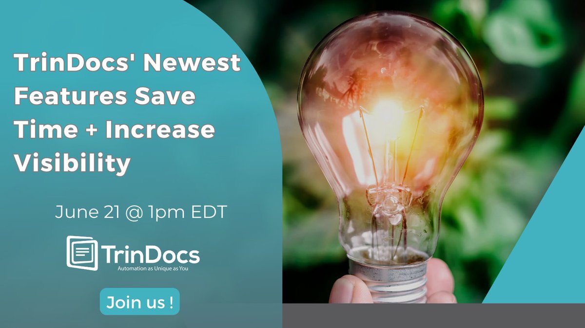 Join us next week for an overview of TrinDocs newest version release (TD6) & an overview demo of the new features. lnkd.in/eEvAs_TK #TrinDocsDELIVERS #DocumentManagement #WorkflowAutomation #Efficiency#TrinDocsDELIVERS #DocumentManagement #WorkflowAutomation #Efficiency