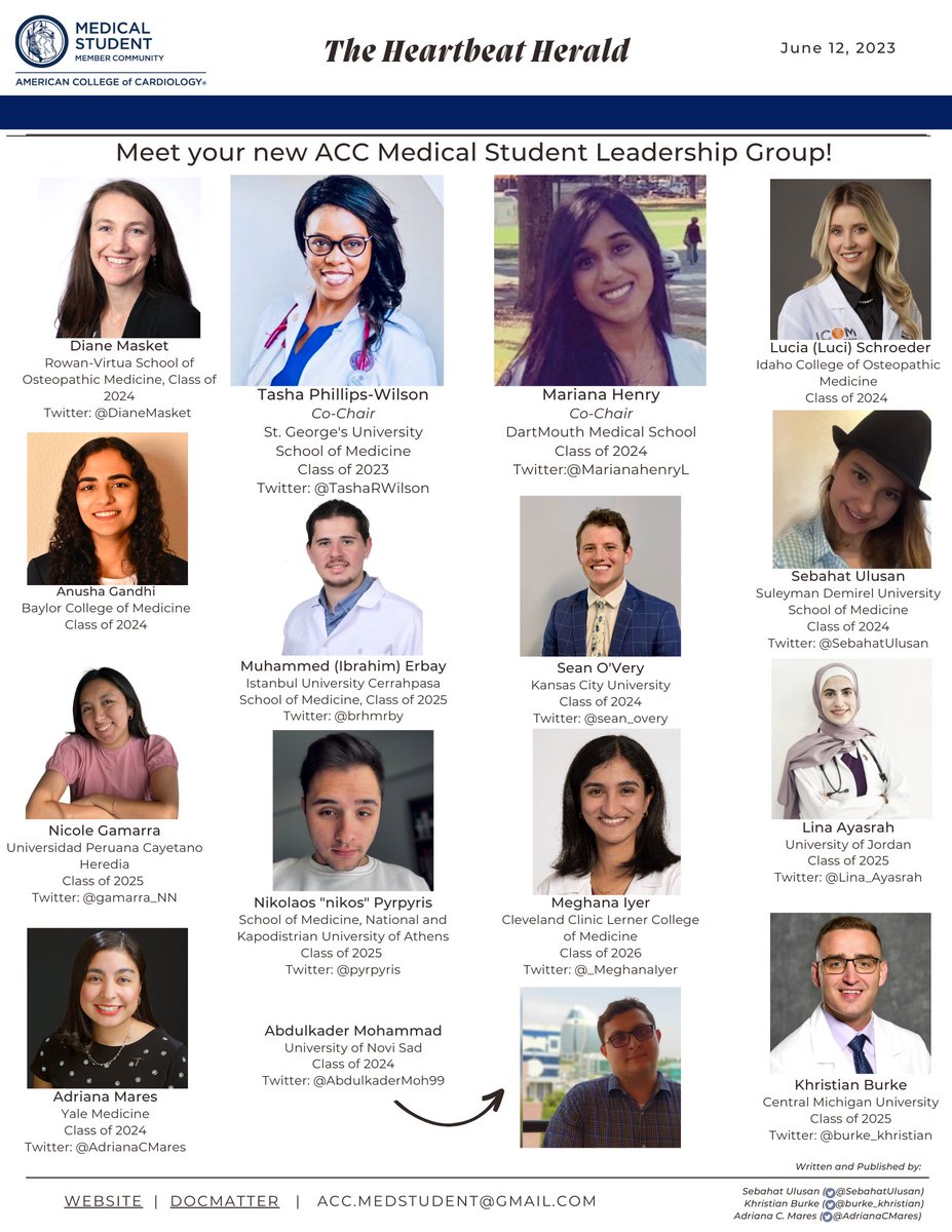 Hot off the Press!📰 Check out the latest edition of our monthly newsletter, The Heartbeat Herald! Mark your 📆 for the upcoming Journal Club, and meet your new @ACCinTouch Medical Student Leaders!🩺🫀 #ACCMedStudent #CardioTwitter