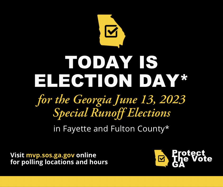 ProtectVoteGA's tweet photo. 🚨FAYETTE & FULTON COUNTY: TODAY is ELECTION DAY‼️
This Special Runoff Election is being held in parts of Fulton and Fayette County for Georgia House District 68!
✅Visit https://t.co/ZrpQnXUdG3 to find your ELECTION DAY polling location
#ProtectTheVoteGA #ElectionDay #gapol https://t.co/yO4x5Ct6tG