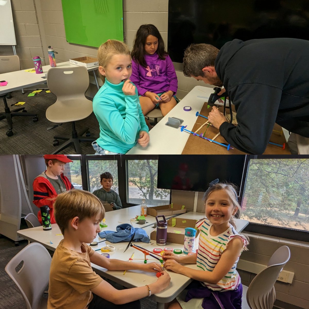 katrinksmcd's tweet photo. Good morning from day 2 of #STEAM camp. These kiddos came #ReadyToPlay today. Spaghetti challenges, making propeller cars... We are busy #MakingStuff . What a great day @Palos_118 https://t.co/uavrjaUKQb