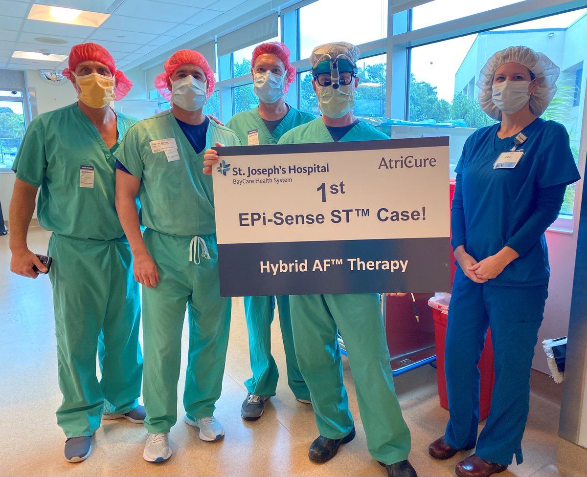 BayCare's tweet photo. Congratulations to St. Joseph’s Hospital's Heart &amp; Vascular team on being the first in Florida to use AtriCure’s new EPi-Sense ablation device to help patients suffering from AFib. To learn more: https://t.co/1FOSmGNpbX https://t.co/DsaDuNDesn