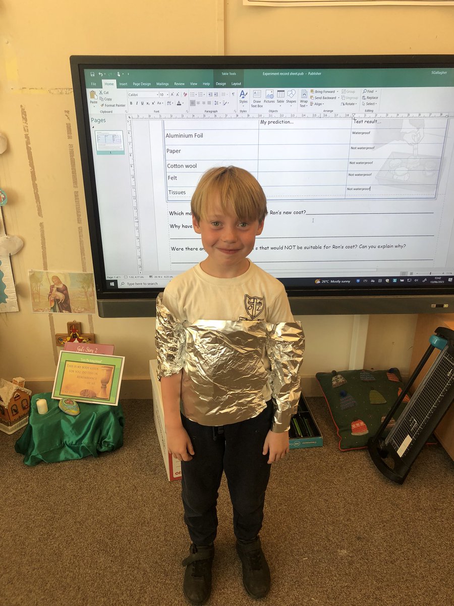 The most waterproof material won’t make the best coat because it was easily ripped, uncomfortable and looked silly (apparently)! #ScienceOLOL #MakeADifference @ololprimary_HT