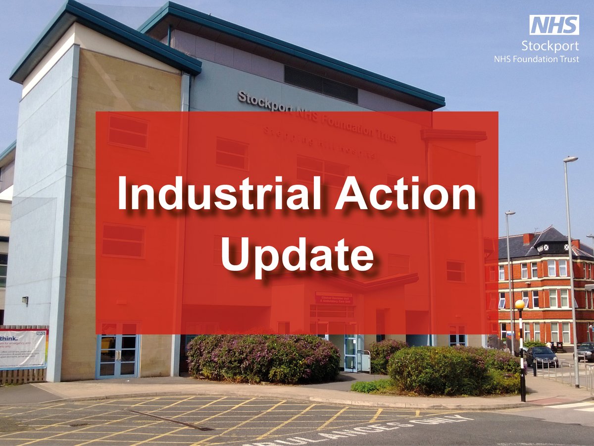 An update has been made to the information on planned industrial action on Wednesday 14th – Saturday 17th June. Please see our website here stockport.nhs.uk/news_20376 for more details.

Thank you for your continued support.