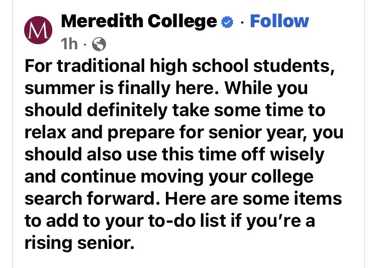 Great advice for anyone planning on college. Not just for seniors! meredith.edu/admissions-blo…