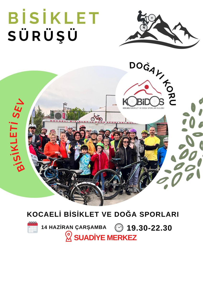 KOBDOS1's tweet photo. Bu hafta Suadiye Merkeze gidiyoruz Rota Orta Zorlukta toplam 35 km. Iş��klandırmanı, Kaskını al gel #bisikletaşkı #bisikletkeyfi #bisikletmutluluktur #bisikletiseviyorum #kobidos #mutluluğapedalçevir #mutluşehirkocaeli #Doğakocaeli #sporkentikocaeli #cycling #bicycle #bisikletdost https://t.co/ms6LPslwZ0
