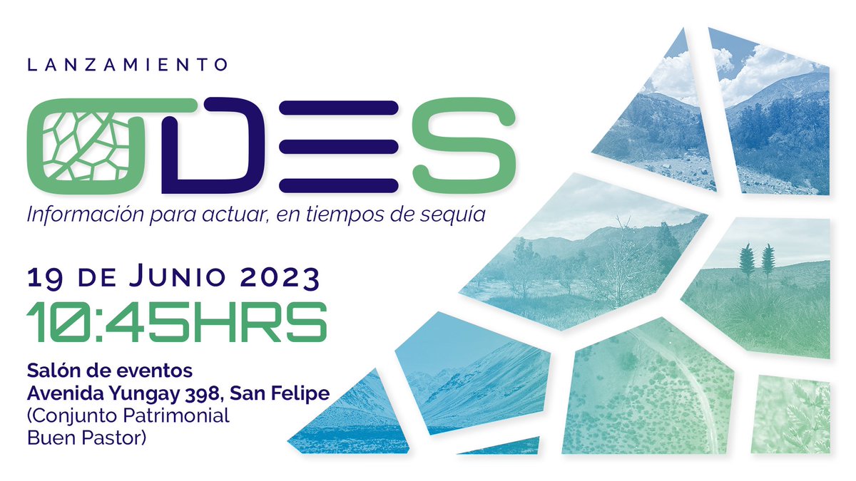 DylanJCraven's tweet photo. !Ven al lanzamiento del Observatorio de Sequía para la agricultura y Biodiversidad de Chile (ODES)! Es el próximo lunes en San Felipe @CEM_UMayor @InvestigaUMayor https://t.co/akS2H2aonh