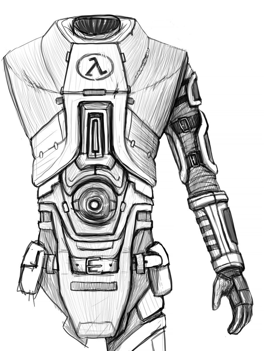 SimonCvok's tweet photo. Back at reworking my old stuff! #conceptart #halflife2beta #HEVsuit https://t.co/S2lPK2h8yy