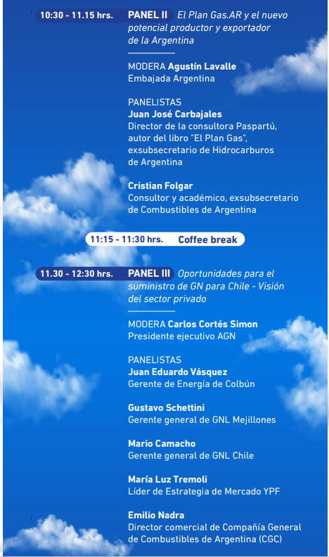 Integración regional 🇦🇷-🇨🇱
< Jornada sobre el rol del #gasnatural en la #transición energética en Chile >
Expositores del sector público y privado de ambos países. 
Jueves en la <a href="/EmbArgEnChile/">Argentina en Chile 🇦🇷🇨🇱</a> 👇
