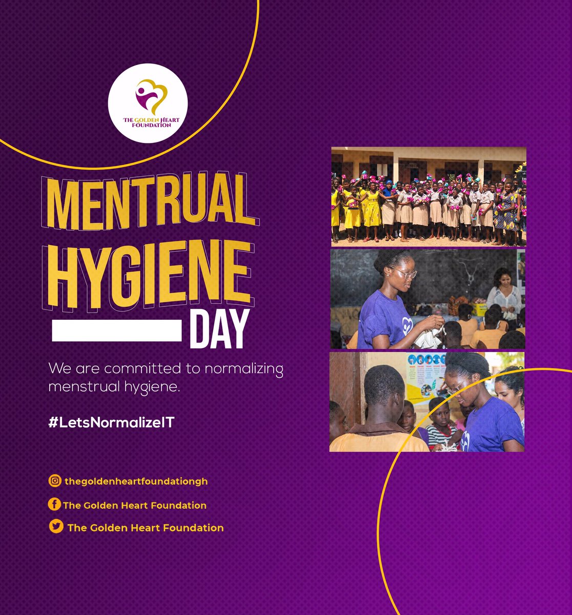 GoldenHeartFnd's tweet photo. We are committed to observe  Menstrual Hygiene Day and amplify the need to make menstrual products accessible to  all girls. Join in the campaign today! 

#MHD23
#DontTaxmyPad 
#WeAreCommitted
#EndPeriodPoverty https://t.co/BYhcniWB0N