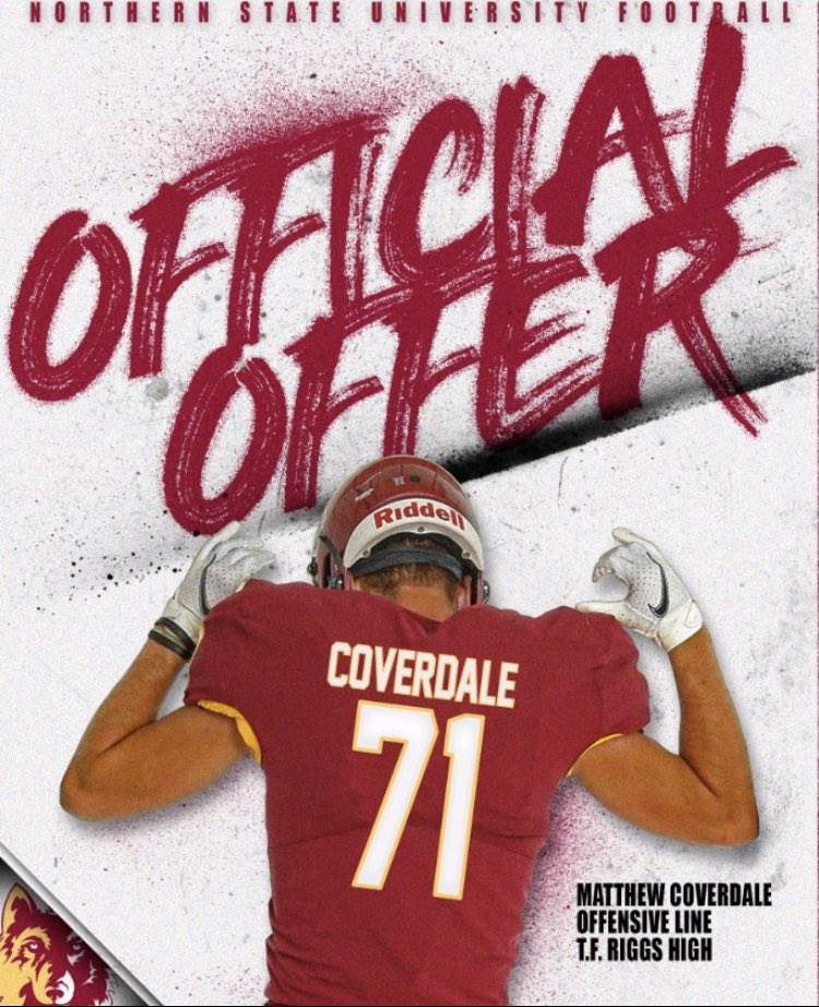 Matthew Coverdale (@matthewcovy) on Twitter photo After a great camp at SDSU and conversation with <a href="/NSUCoachSchmidt/">Mike Schmidt</a> and <a href="/CoachGlas05/">Jason Glasco</a> I am blessed to receive an offer from Northern State University! After a great camp at SDSU and conversation with <a href="/NSUCoachSchmidt/">Mike Schmidt</a> and <a href="/CoachGlas05/">Jason Glasco</a> I am blessed to receive an offer from Northern State University!