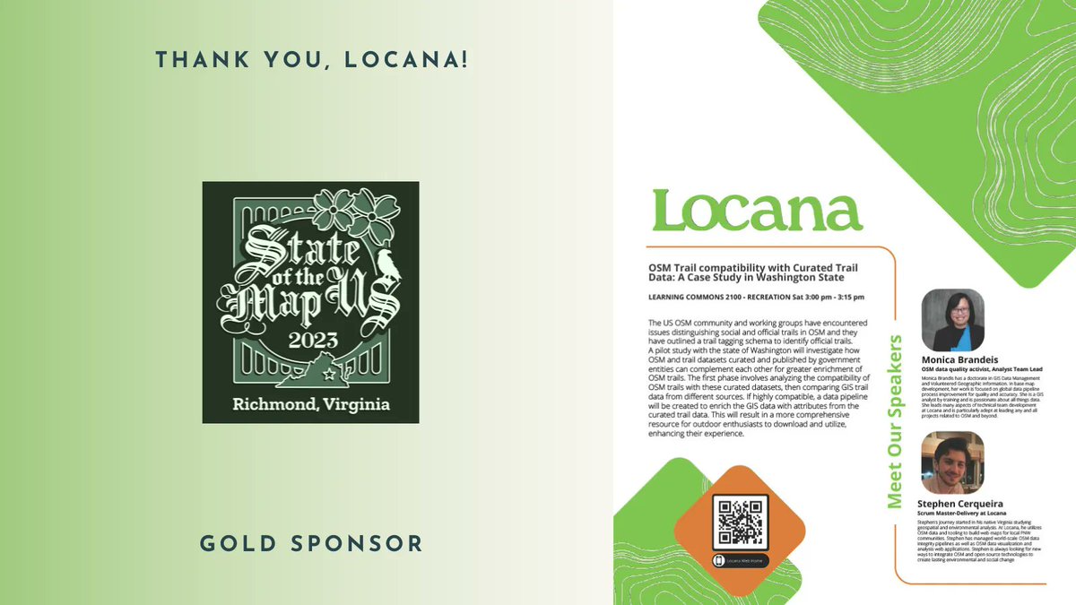 sotmus's tweet image. Thank you for supporting State of the Map US, @locana_co!

#OpenStreetMap #OpenStreetMapUS #SOTMUS2023 #SOTMUS23