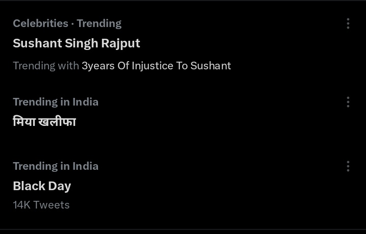 Trend Update -

Sushant Singh Rajput Trending With 3Years Of Injustice To Sushant

Black Day

#JusticeForSushant️SinghRajput
