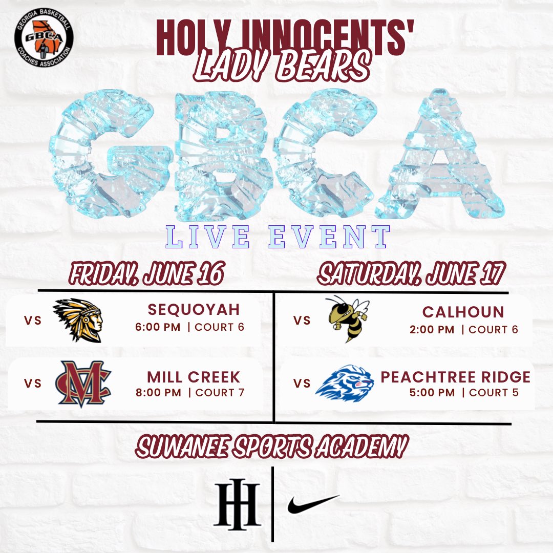 Coaches, please be sure to catch our Lady Bears in action this weekend!